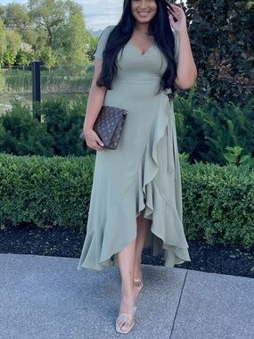 Altar'd State Sage Wrap Dress with Ruffle Detail